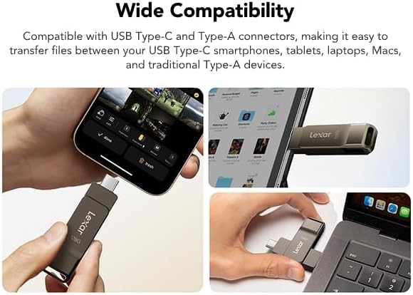 Lexar D40E 128 GB Dual Drive USB 3.2 Gen 1 Type-C Jump Drive, USB-C Flash Drive, Metallgehäuse, schw