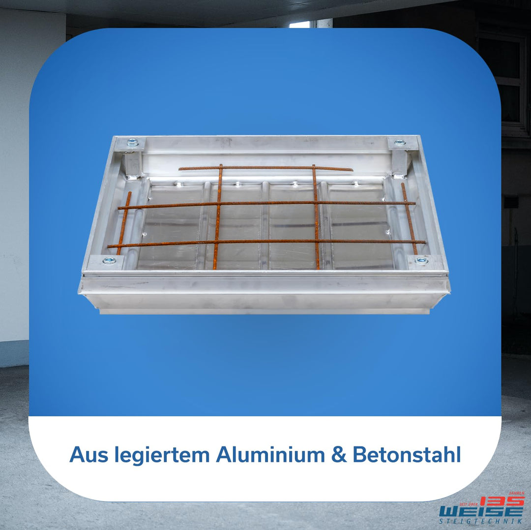 Alu Schachtabdeckung, Durchgangsmass 800 x 800mm, tagwasser-, gas- & geruchsdicht, Deckel aushebbar