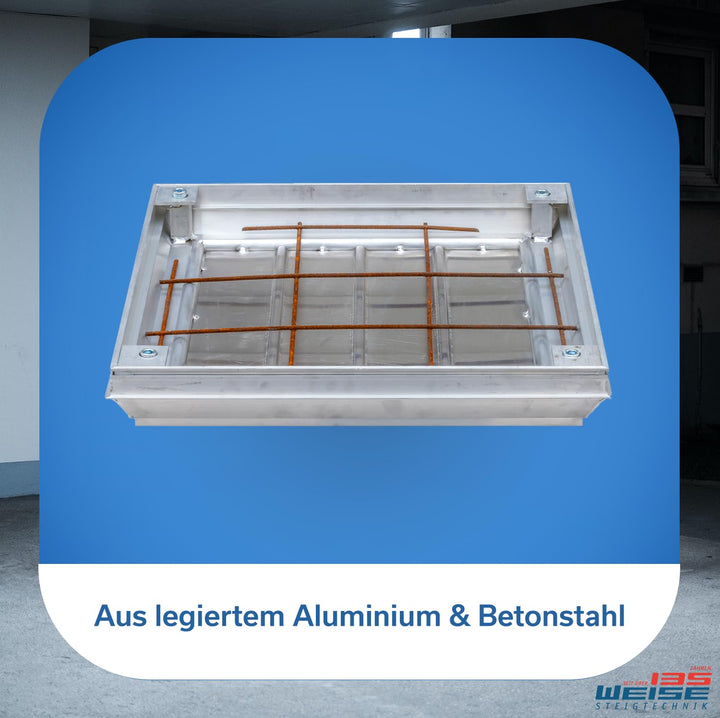 Alu Schachtabdeckung, Durchgangsmass 800 x 800mm, tagwasser-, gas- & geruchsdicht, Deckel aushebbar