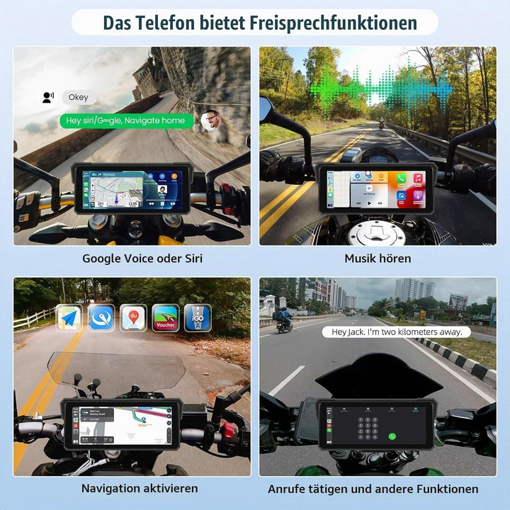 SIXTOP Motorrad-Carplay-Bildschirm, Kabelloses CarPlay und Android Auto für Moto, 8.1-Zoll-wasserdic