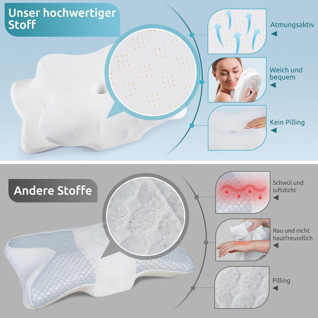 DONAMA Memory Foam Kissen ergonomisches Nackenkissen Kopfkissen Seitenschläferkissen für Seiten, Rüc