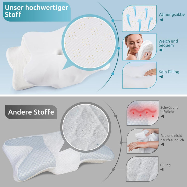 DONAMA Memory Foam Kissen ergonomisches Nackenkissen Kopfkissen Seitenschläferkissen für Seiten, Rüc