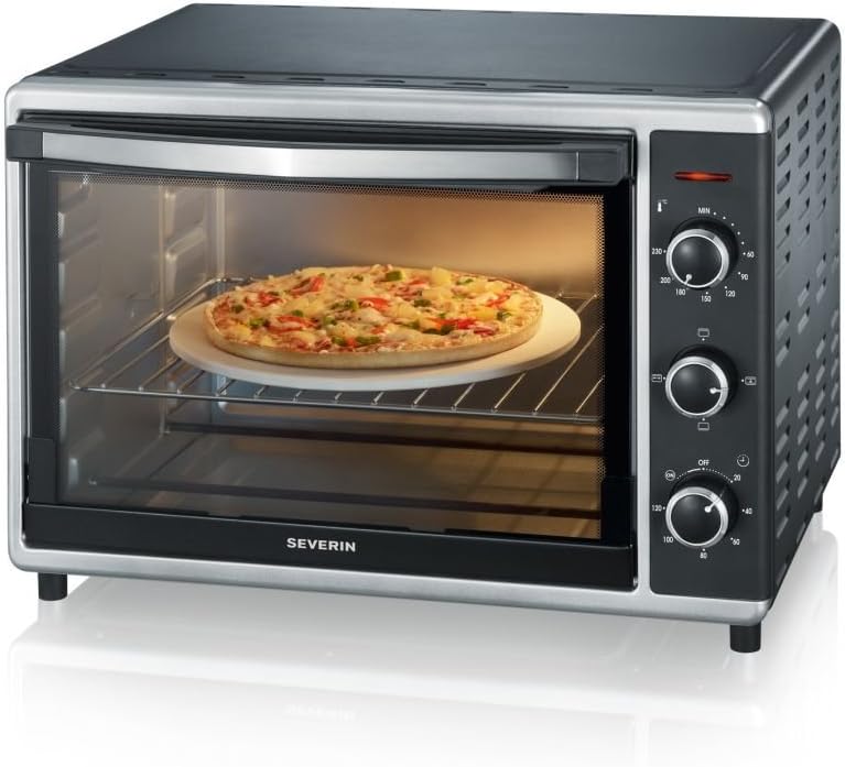 SEVERIN Back- und Toastofen mit Umluftfunktion, Mini Backofen mit Grillrost, Backblech, 1.800 W, sch