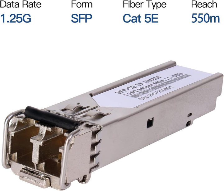 2 Stück 1,25G 850nm Multimode SFP LC Transceiver Glasfasermodul 550 Meter 1000Base-SX LC MMF für Cis