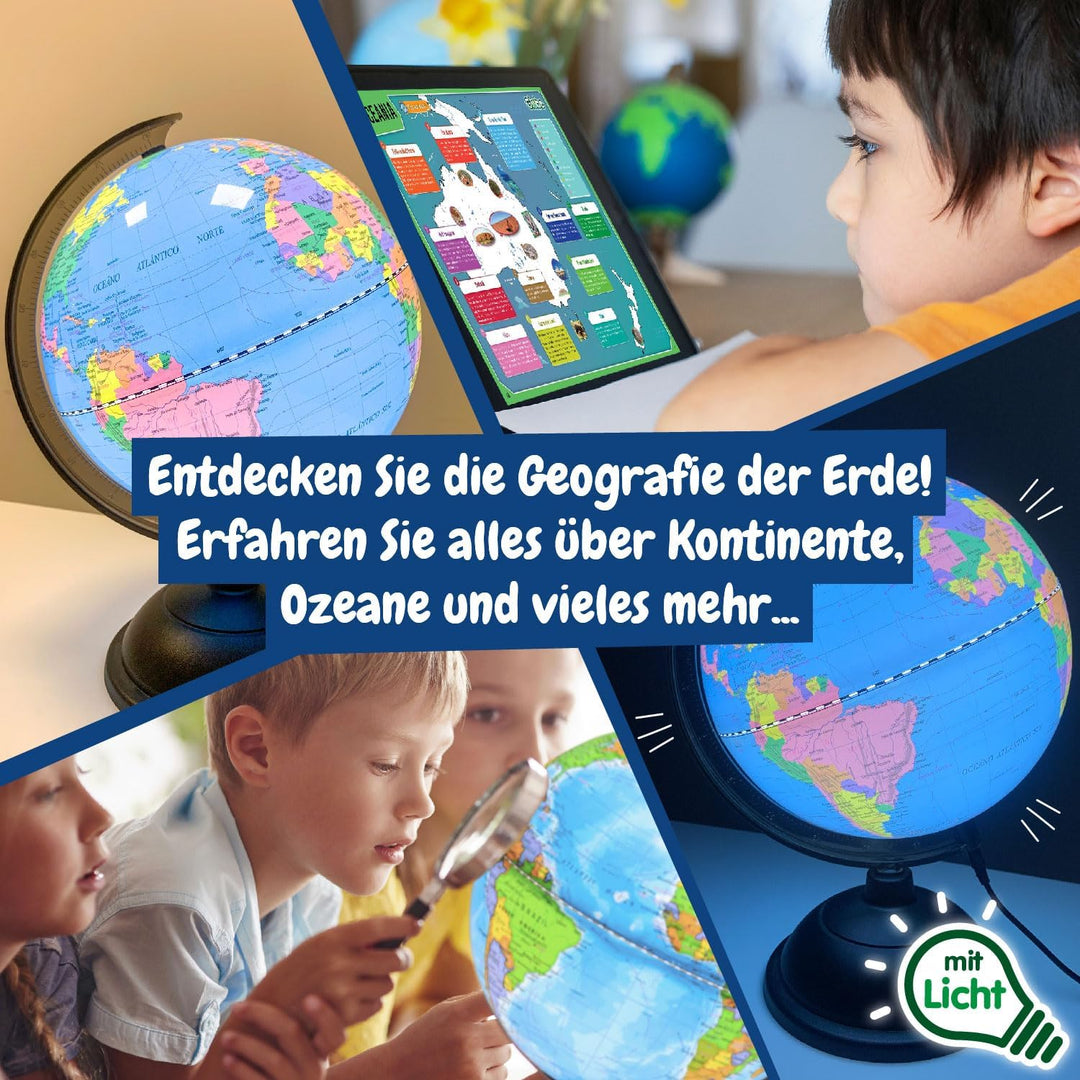 Science4you Globus Beleuchtet für Kinder +8 Jahre - Interaktiver Globus und Kinderatlas: Globus Deko