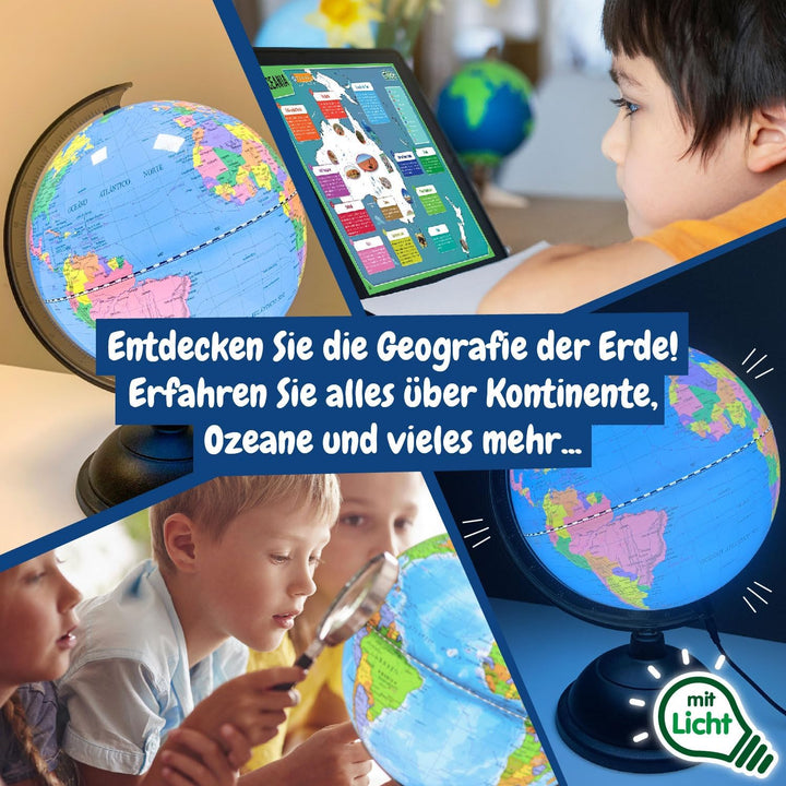 Science4you Globus Beleuchtet für Kinder +8 Jahre - Interaktiver Globus und Kinderatlas: Globus Deko