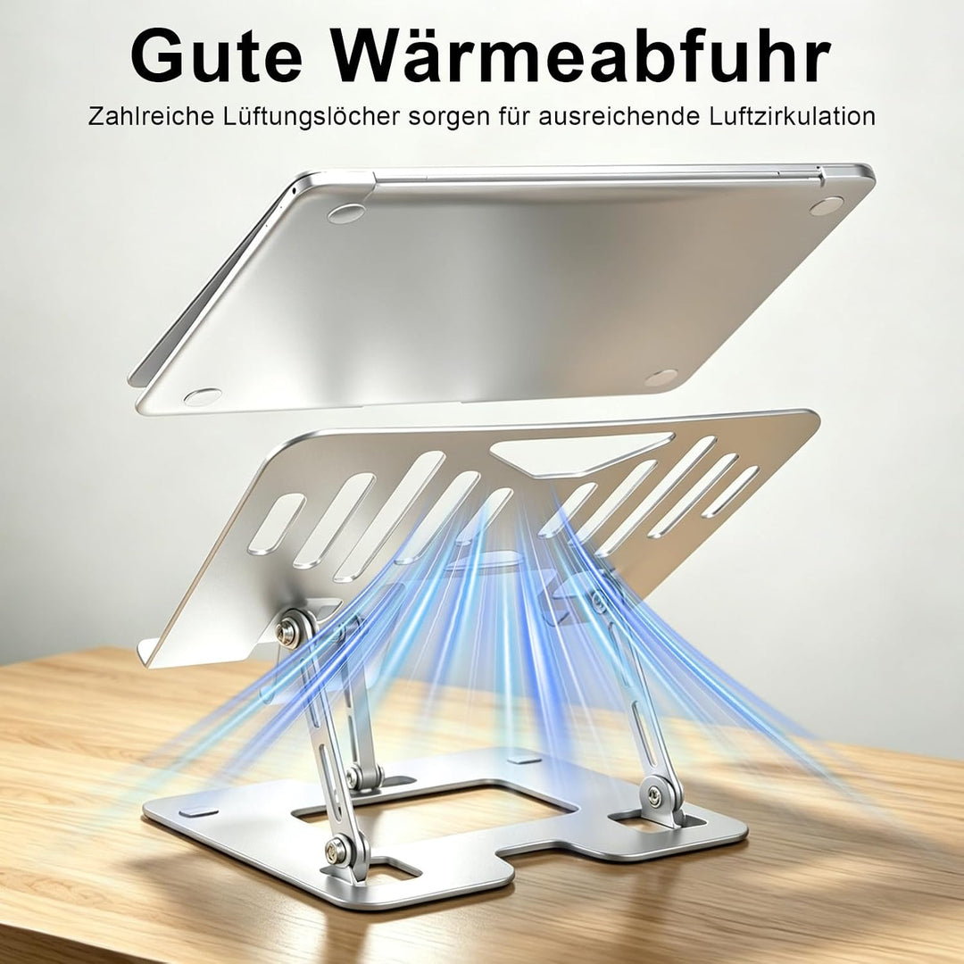 Laptop Ständer Höhenverstellbar mit integriertem Handyhalter platzsparend klappbar ergonomische Lapt