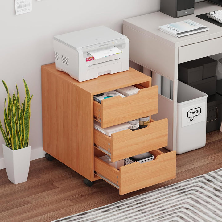 Bürocontainer mit 3 Schubladen, Rollcontainer unter Schreibtisch,Büroschrank für Dokumente, auch als