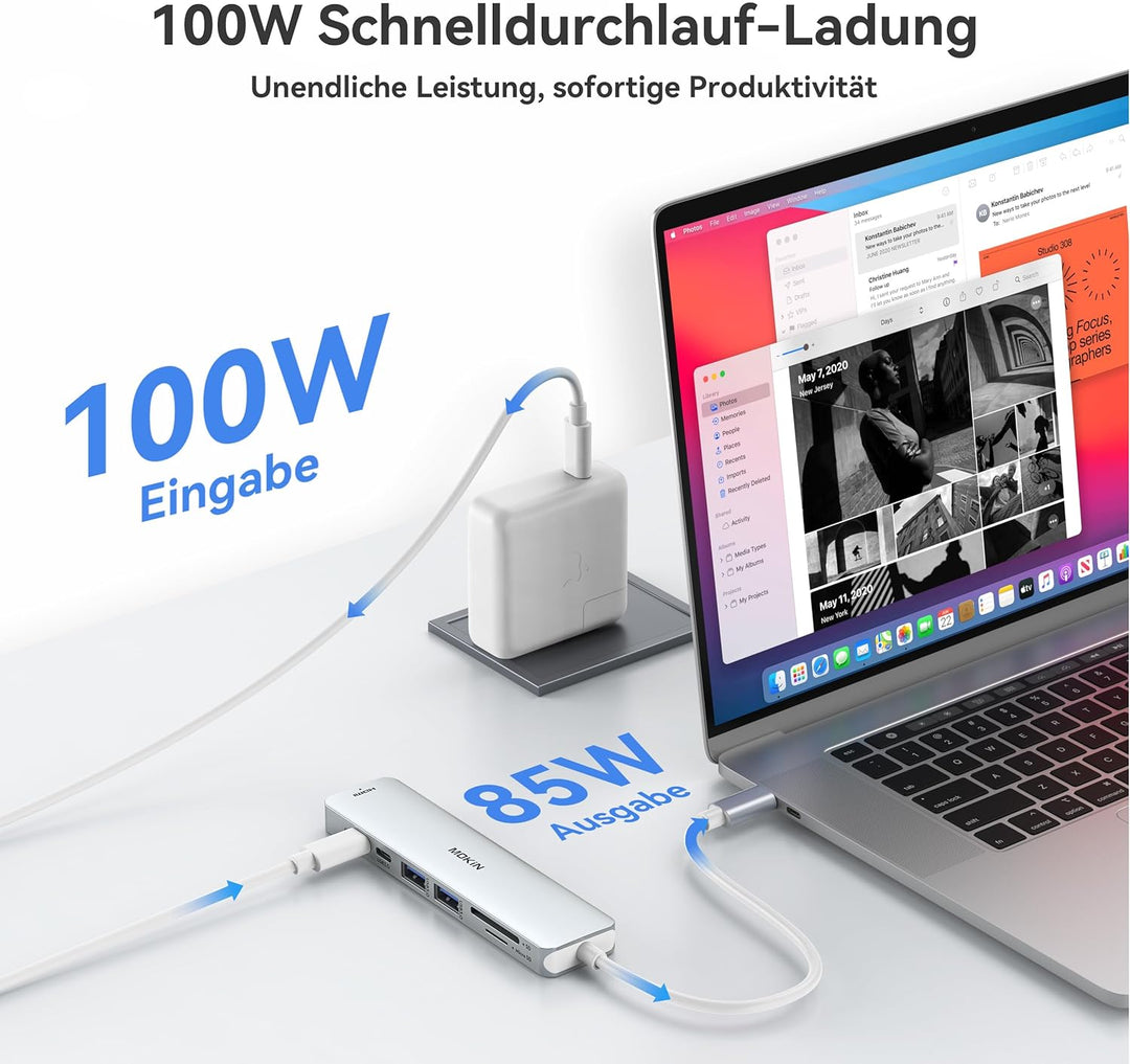 USB C Hub, USB C Multiport Adapter für MacBook Pro/Air, 7 in 1 MacBook Adapter USB C auf HDMI Hub, 2