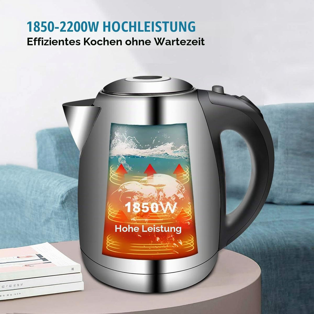 EXTRASTAR Wasserkocher aus Edelstahl, 2200W, mit blauem LED-Licht, bpa, automatischer Abschaltung un