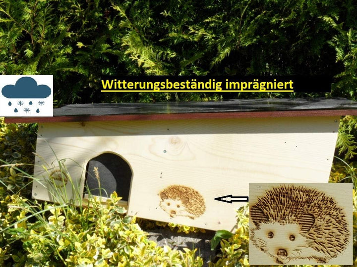 Kein Bausatz: Luxus XXXL Igelhaus 80cm x 40cm x 32cm Igelhotel 18mm Vollholz Witterungsbeständig Win