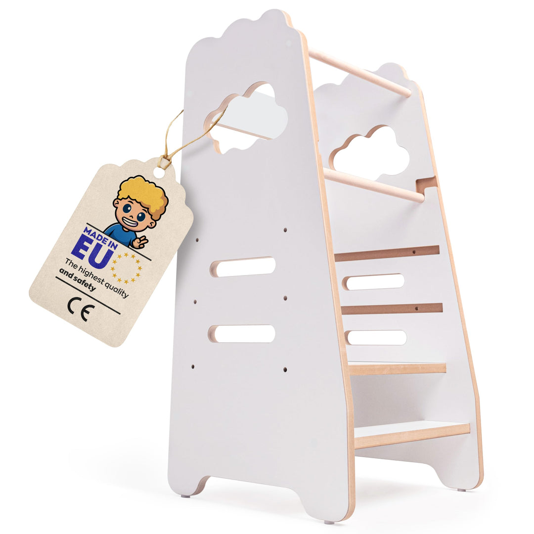 MISIOO Lernturm Ab 1 Jahr - Learning Tower - Höhenverstellbar Montessori Lernturm mit Kippschutz - M