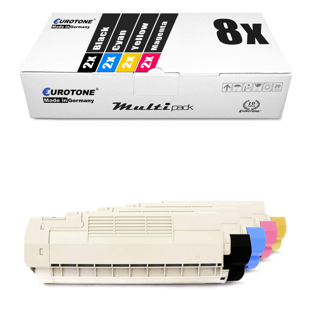 8X Müller Printware Toner für Oki C 610 DM DN CDN N DTN ersetzt Schwarz Blau Rot Gelb Set aus 8, Set