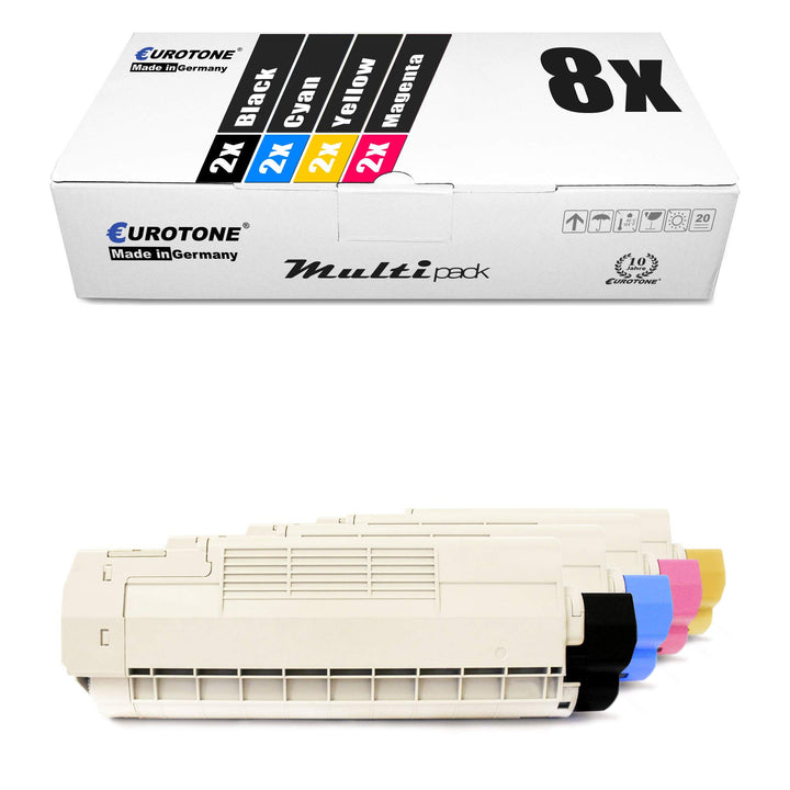 8X Müller Printware Toner für Oki C 610 DM DN CDN N DTN ersetzt Schwarz Blau Rot Gelb Set aus 8, Set