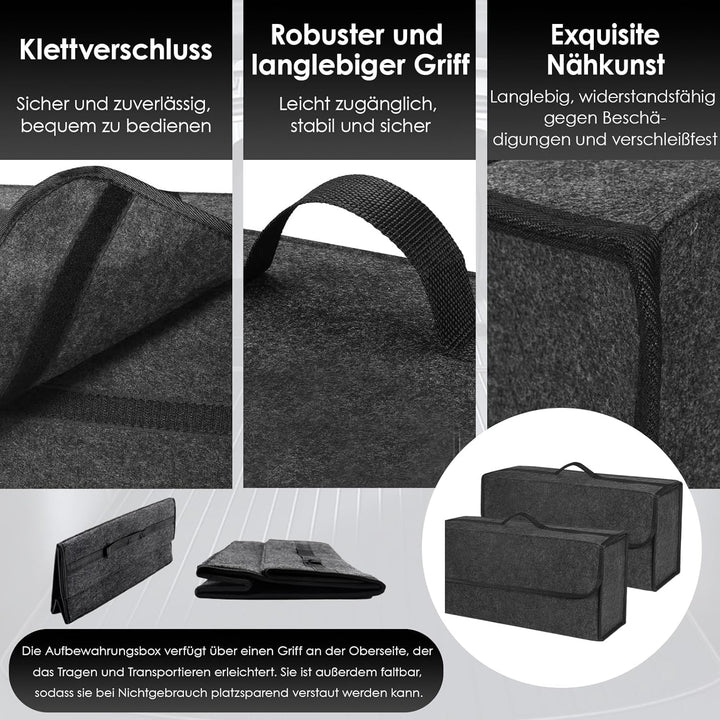 Auto Organizer Toolbag, Kofferraumtasche Toolbag, Kofferraum Organizer aus Filz mit Klett Fixierung,
