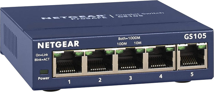 NETGEAR GS105GE LAN Switch 5 Port Netzwerk Switch (Plug-and-Play Gigabit Switch LAN Splitter, LAN Ve