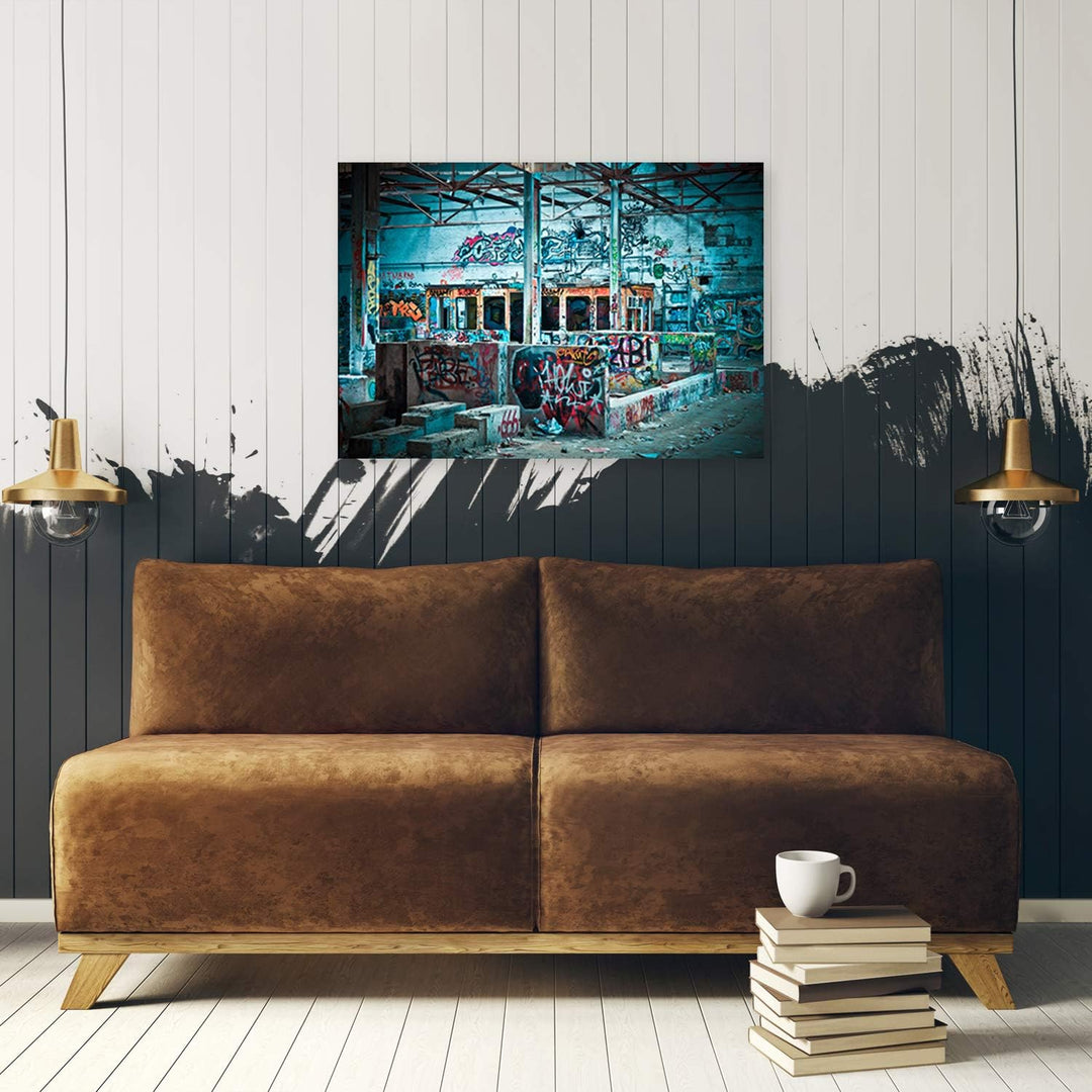 Feeby Bild auf Leinwand Graffiti Kunstdruck modern Street Art Blau 40x30 cm M_14502 40L x 30B cm, M_