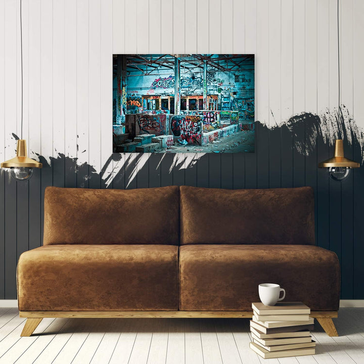 Wanddeko Graffiti Kunst modern Bilder Street Art Blau 100x70 cm M14502 100x70 cm, M14502 100x70 cm