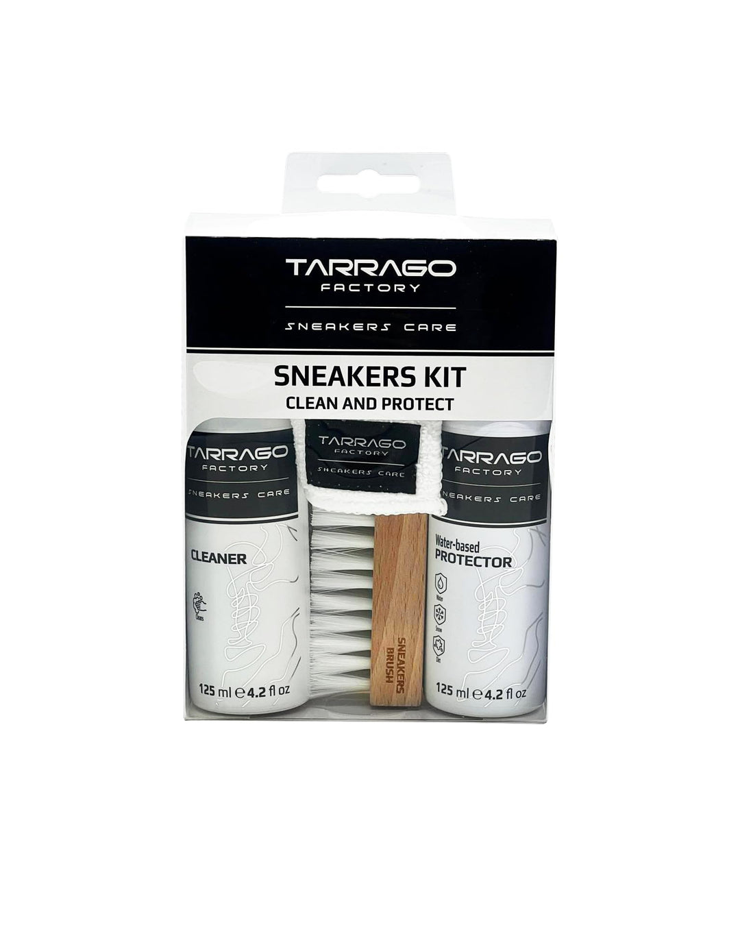Tarrago Sneakers Care Kit | Reinigungsset für Schuhe | 1 Reiniger und 1 Protektor | Spezialbürste fü