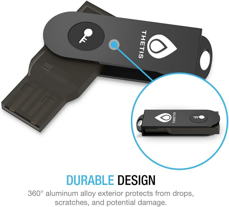 FIDO2 Security Key, Thetis Sicherheitsschlüssel [Faltbares] Zwei-Faktor-Authentifizierung USB (Typ A
