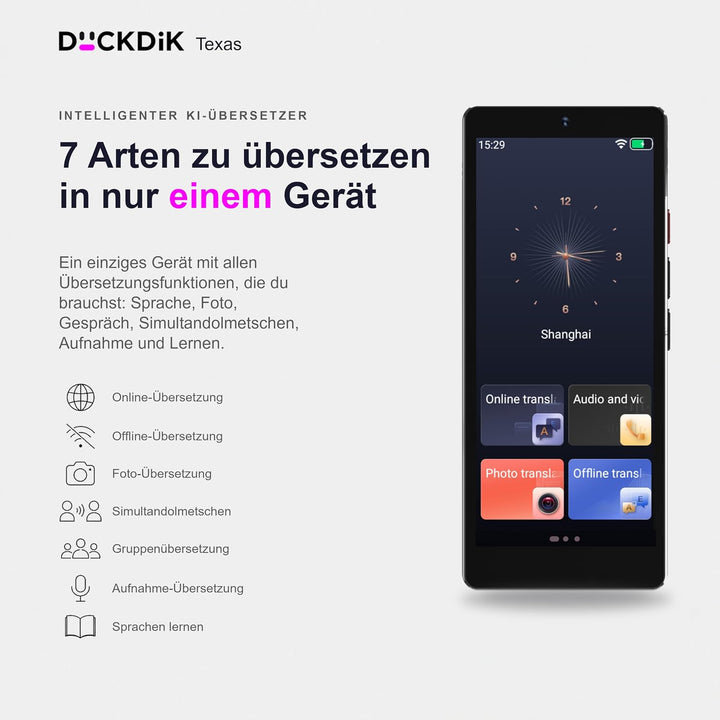 Texas Pro, Sofort-Sprachübersetzer mit KI + App Offline-Übersetzung Lebenslang Inklusive (Wert 120€/