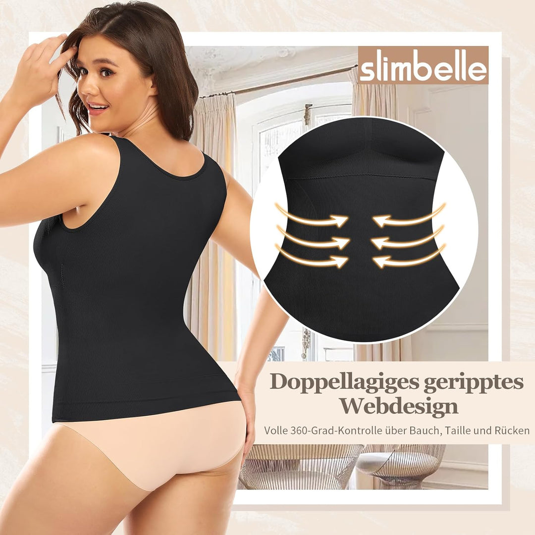 SLIMBELLE Damen Unterhemd BH Hemd Seamless Tank Top mit entfernbaren Cups Bauchweg Shapewear Top Ohn