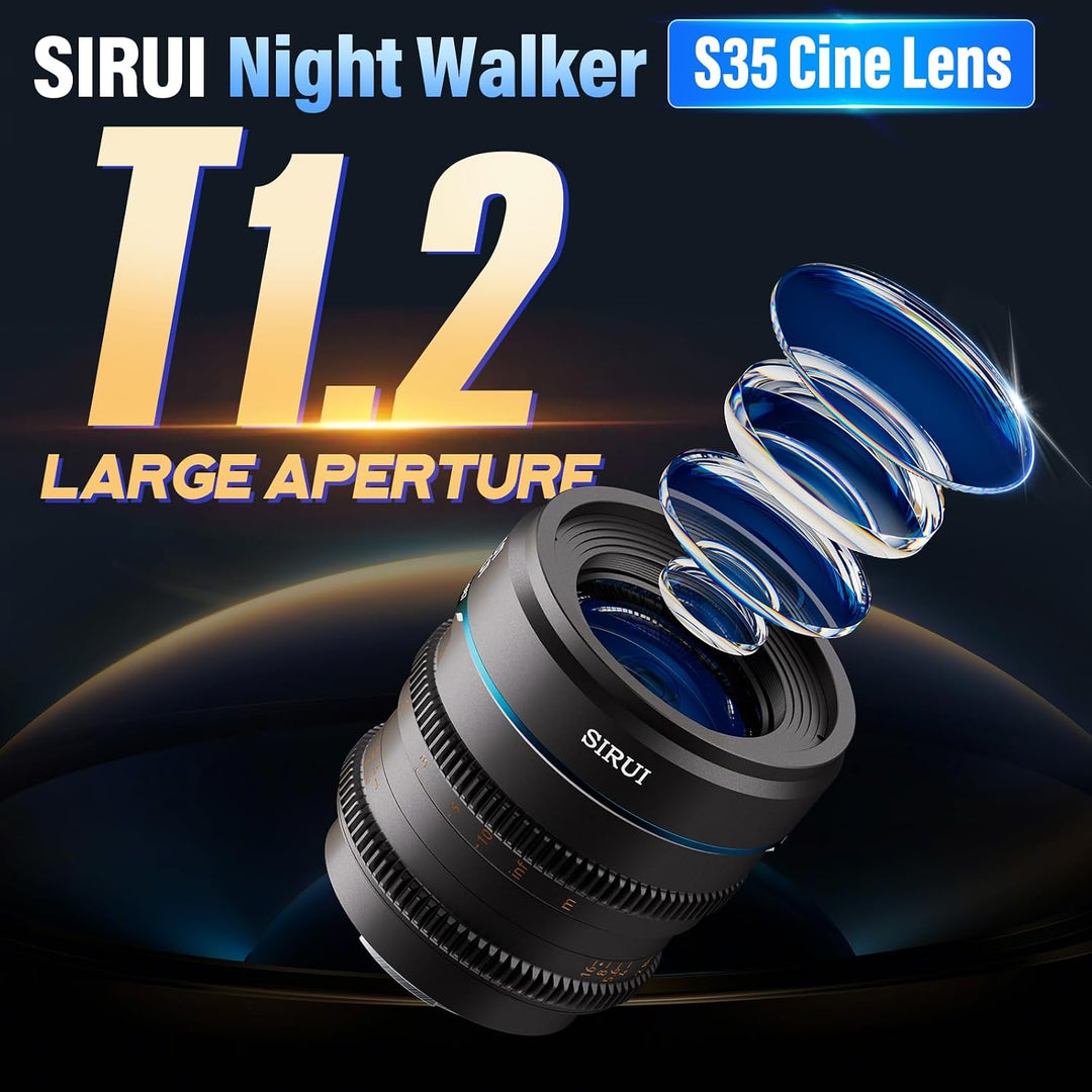 SIRUI Night Walker 55mm Cine-Objektiv mit Manuellem Fokus, T1.2-Objektiv mit grosser Blende und S35