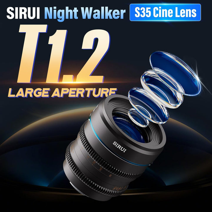 SIRUI Night Walker 55mm Cine-Objektiv mit Manuellem Fokus, T1.2-Objektiv mit grosser Blende und S35