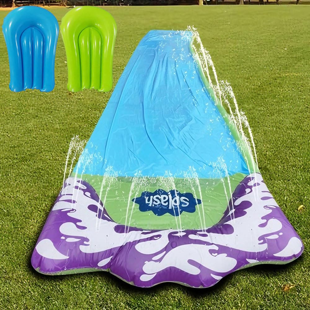 Wasserrutsche Garten für Kinder, 15.8ft/480cm Aufblasbare Wasserrutsche mit 2 Bodyboards, Single Was