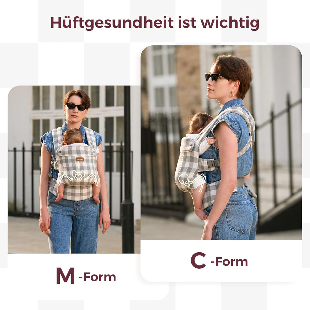 Momcozy Baby-Trage aus Natur-Baumwoll-Leinen: Besonders langlebig, ergonomisch, leicht &amp; komfortabel