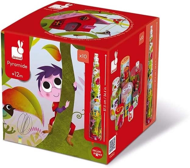 Janod J02918 Round Stacking Pyramid 10 cubes, Magic Tree Zauberbaum, Zauberbaum