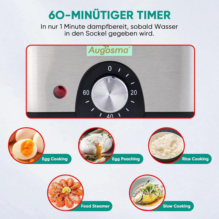 2 Etagen elektrischer Dampfgarer zum Kochen, Multi-Gemüse-Dampfgarer mit BPA-freien stapelbaren Körb