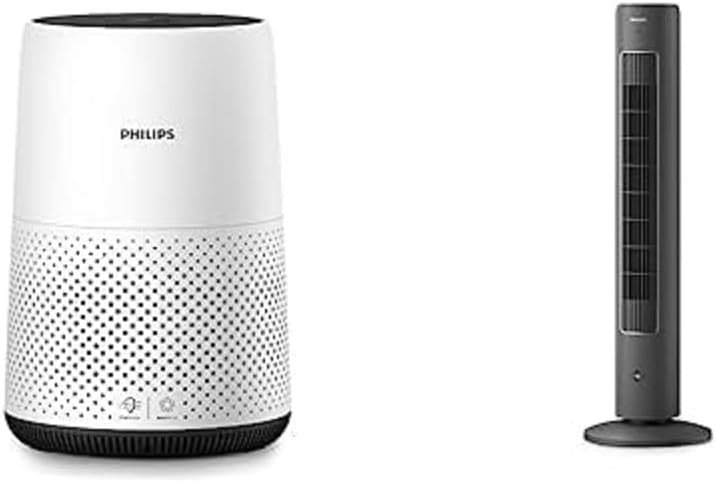 Philips Luftreiniger 800 Serie-Reinigt Räume bis 49 m² + Philips Oszillierender Turmventilator 5000