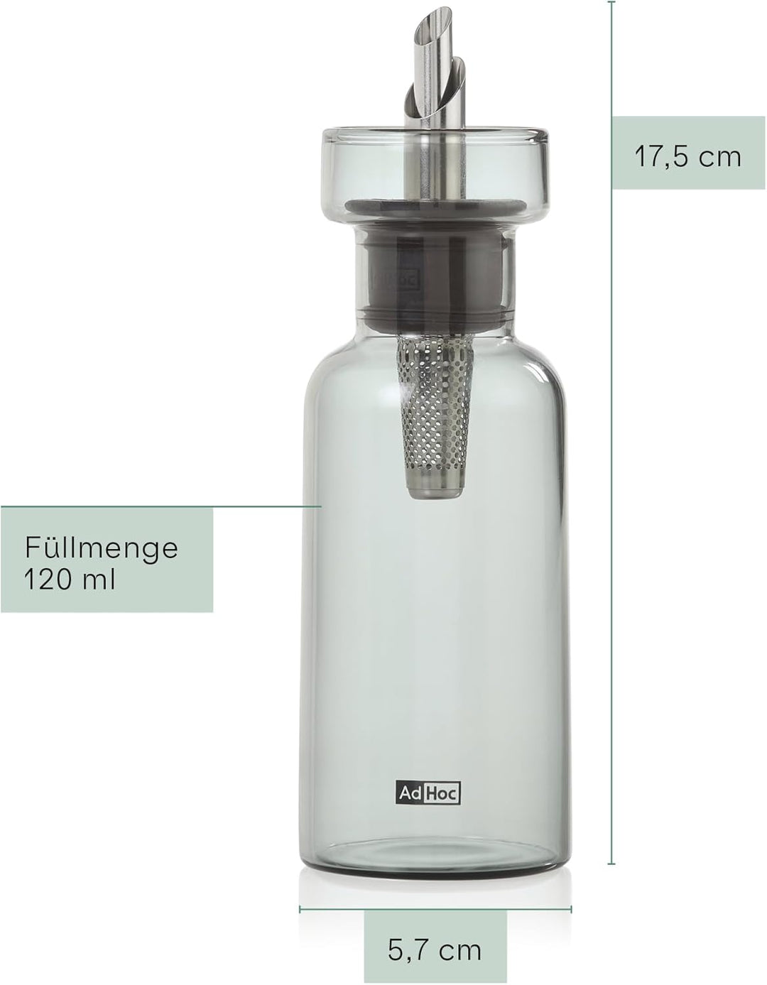 AdHoc BZ75 Ölspender oder Essigspender AromaPour aus Borosilikatglas in Grau | elegante Olivenölflas