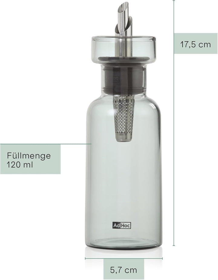 AdHoc BZ75 Ölspender oder Essigspender AromaPour aus Borosilikatglas in Grau | elegante Olivenölflas