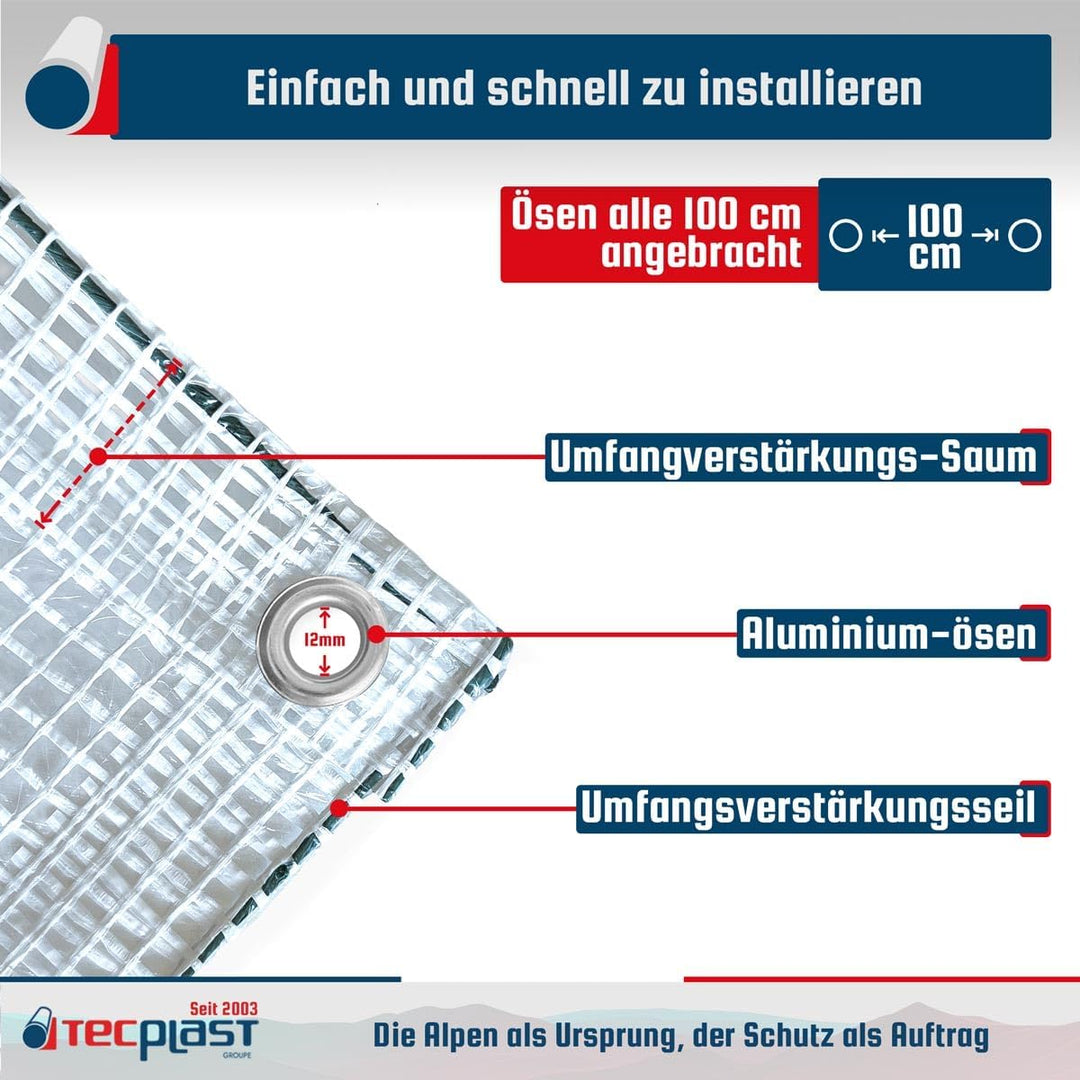Schutzplane, 170 g/m², 4 x 10 m, durchsichtig, Kunststoff