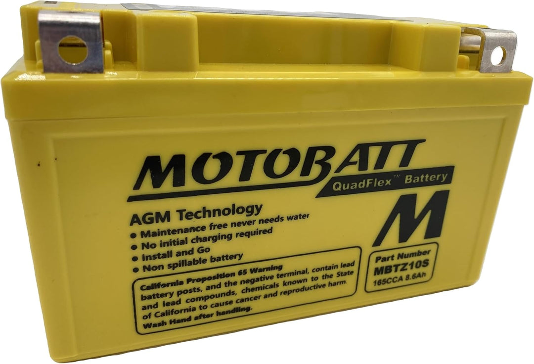 MotoBatt MBTZ10S (12V 8.6 Amp) 140CCA Factory Activated QuadFlex AGM Battery