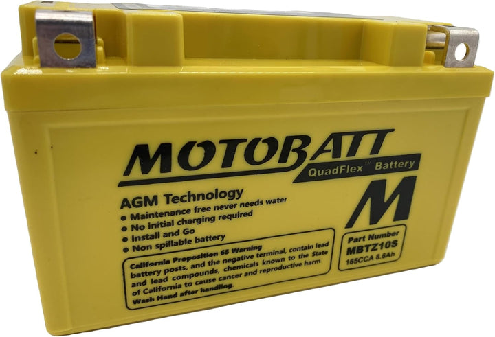 MotoBatt MBTZ10S (12V 8.6 Amp) 140CCA Factory Activated QuadFlex AGM Battery