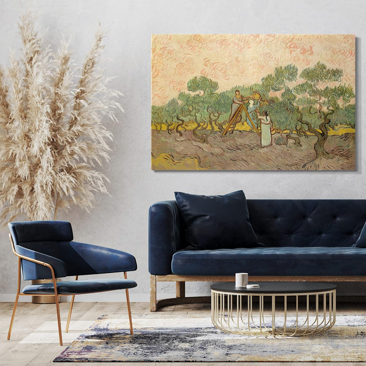 Printed Paintings Leinwand (80x60cm): Vincent Van Gogh - Frauen pflücken Oliven 80x60 cm, 80x60 cm