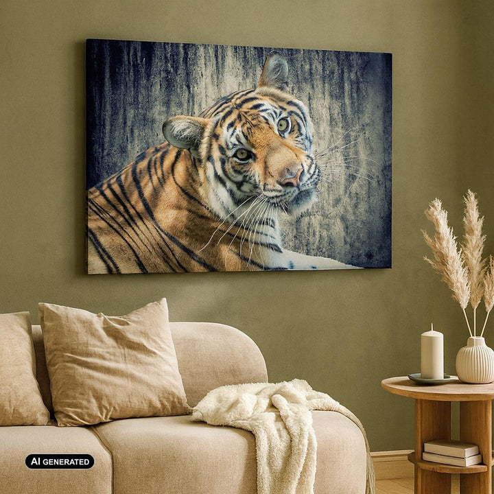 ARTTOR Bilder auf Leinwand Indien stein tiger wild Leinwandbild 70x50cm Wandbilder Dekoration Wohnzi