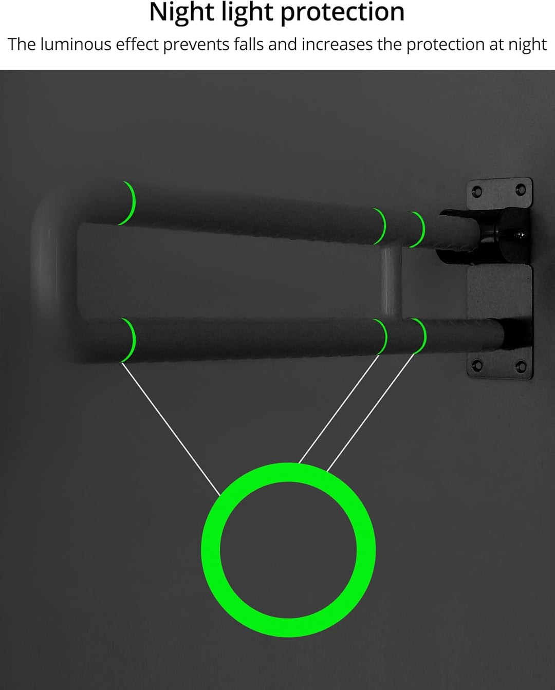 QWORK® Wandstützgriff, Klappbar, 60cm, Edelstahl,Tragfähigkeit 200 kg