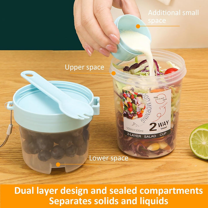 HENGBIRD 4 Stück Müslibecher to go Müsli Becher mit Löffel, 2 in 1 Joghurtbecher für Unterwegs (2 Sc