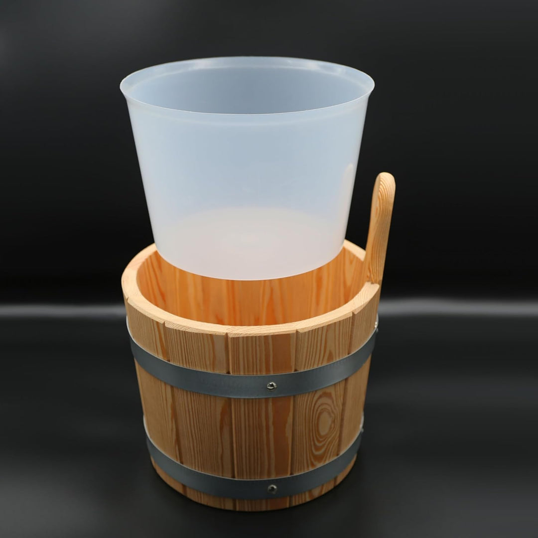 HAF® Saunakübel Lärche 5 Liter mit Kunststoffeinsatz | Feuchtigkeitsresistenter Aufgusseimer | Hochw