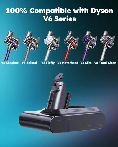 6000mAh V6 Ersatzakku für Dyson V6 Akku Kompatibel mit DC62 DC58 DC59 DC61 Animal DC72 DC74 SV03 SV0