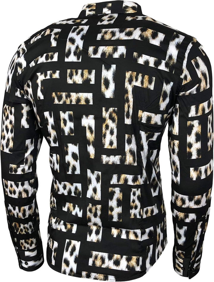 Blumen Hemden Herren Bunte Hemd Langarmhemd Muster Freizeitshemd Langarm Casual Mehrfarbig Shirt M S