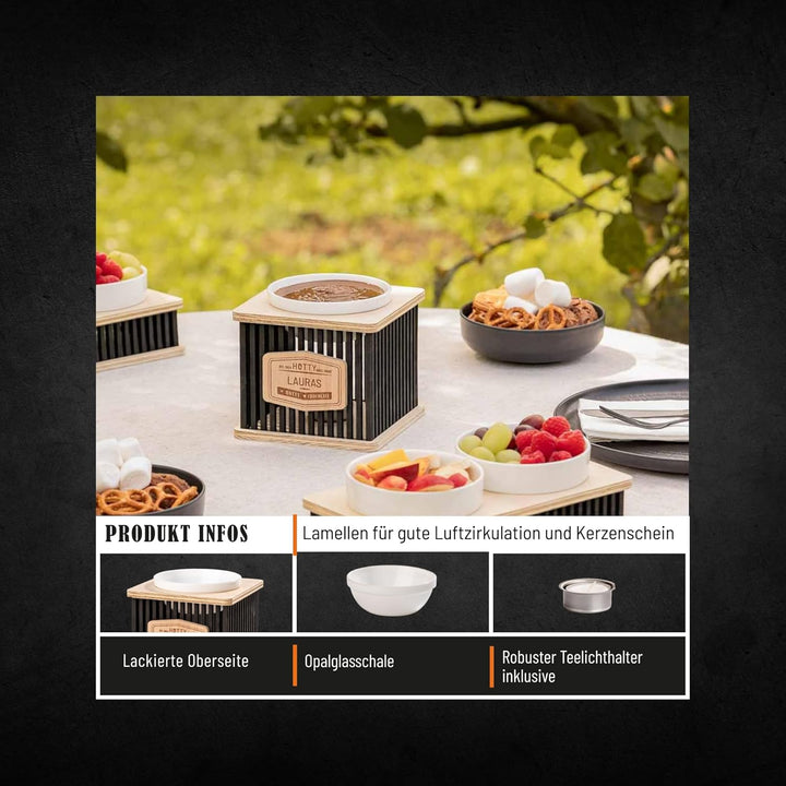Hotty – Chocolate Schokofondue Medium ohne Strom mit Teelichtern – Schokoladen Fondue Schale für war