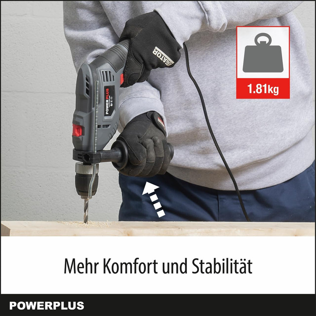 Powerplus Elektro-Schlagbohrmaschine POWE10030-2 in 1: (Schlag-) Bohren, 720 W Bohrleistung, 3 Nm, L