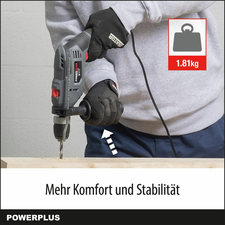 Powerplus Elektro-Schlagbohrmaschine POWE10030-2 in 1: (Schlag-) Bohren, 720 W Bohrleistung, 3 Nm, L