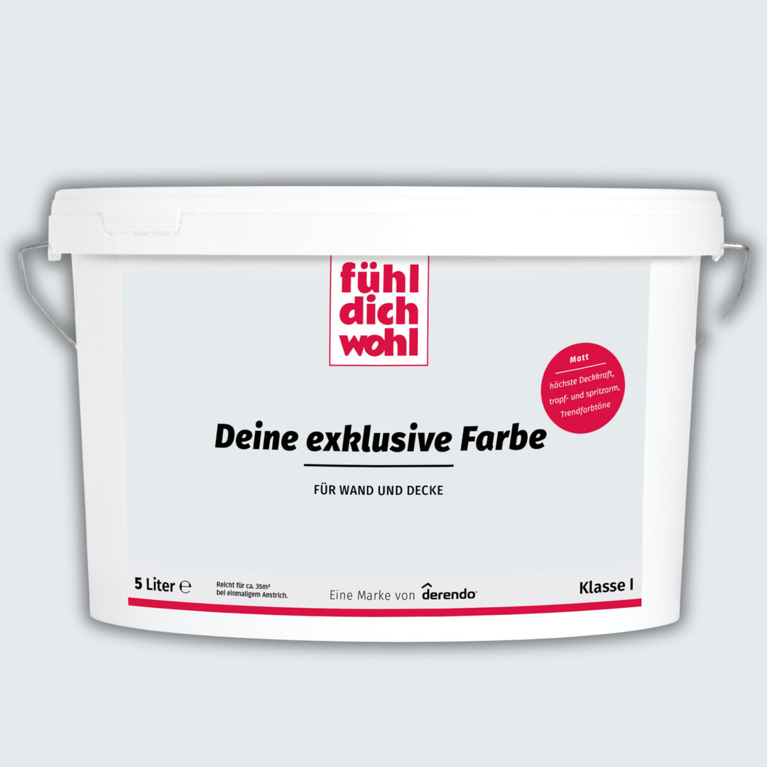 derendo Fühl Dich Wohl Deine Farbe grau, matte Wandfarbe grau, hohe Deckkraft, verschiedene Grautöne