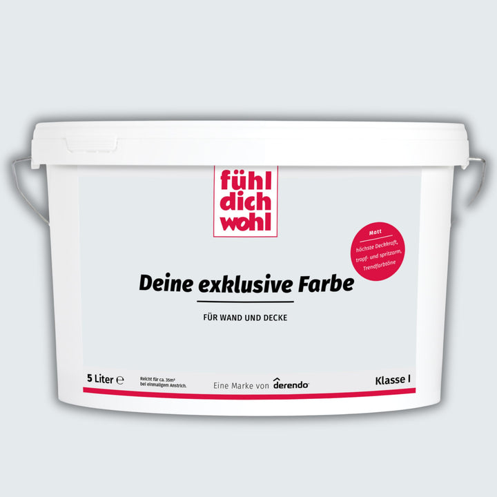 derendo Fühl Dich Wohl Deine Farbe grau, matte Wandfarbe grau, hohe Deckkraft, verschiedene Grautöne
